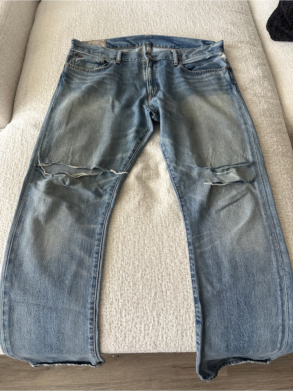 Polo by Ralph Lauren Light Blue Relaxed Jeans with Knee Rips